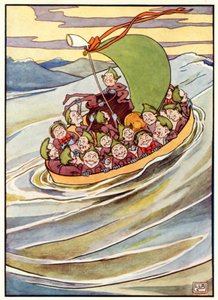 The Jumblies (farge litho) av Leonard Leslie Brooke