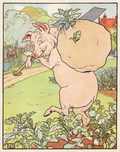 De tre små grisene (fargelitografi)