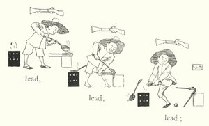 Det var en liten mann, og han hadde en liten pistol, og kulene hans var laget av bly, bly, bly (gravering) av Leonard Leslie Brooke