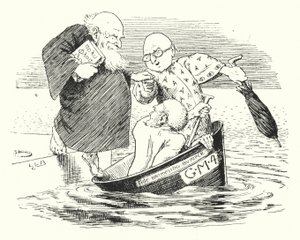 Tre vise menn fra Gotham dro til sjøs i en bolle (gravering) av Leonard Leslie Brooke