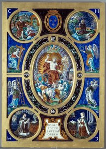 Altertavle av det hellige kapell: oppstandelsen. Malt emalje av Leonard Limosin (1505-1577)