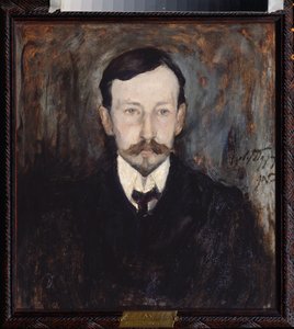 Portrett av forfatteren Ivan A Bunin (Portrett av forfatteren Ivan A Bunin) - Maleri av Leonard Viktorovich Turzhansky (1875-1945), olje på lerret av Leonard Viktorovich Turzhansky