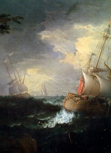 Stormfullt hav, c1700-1750. Detalj.