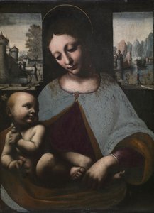 Jomfru og barn, ca. 1500 (olje på tre) av Leonardo da (circle of) Vinci