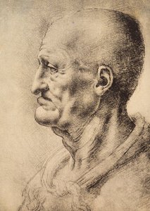 En mann vist i profil, tegning av Leonardo da Vinci, bevart i Room of Drawings and Prints, Uffizi Gallery, Firenze. av Leonardo da Vinci