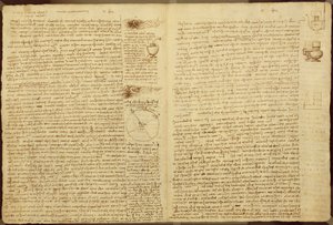 En side fra Codex Leicester, 1508-12 (sepia blekk på linpapir) av Leonardo da Vinci