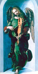 En engel i grønt med en Vielle, c1500 av Leonardo da Vinci