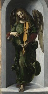 En engel i grønt med en Vielle, ca. 1490-1499 av Leonardo da Vinci,