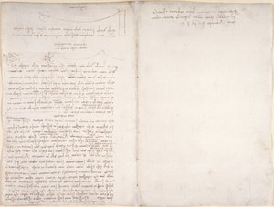 Arundel 263, f.166v, f.163 Notater og diagrammer om fuglenes flukt, fra 