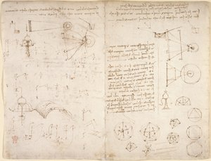 Arundel 263, f.221v, f.220 Notater, diagrammer og skisser fra 