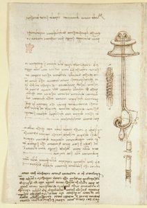 Arundel 263, f.24v Notater og skisser som illustrerer Leonardos studie av pusteapparat for en dykker (1508), fra 
