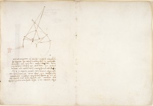 Arundel 263, f.48v, 55, Notater og diagram om optikk, angående Alhazens problem, fra 'Codex Arundel' (penn og blekk på papir) av Leonardo da Vinci