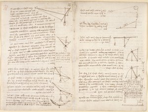 Arundel 263, f.7v, f.8 Notes and diagrams on mechanics   1350170   no       norwegian Successfully Translated  Original: Kerker met hijsinstallatie Boog met schelpornament Kerkers (series title) Invenzioni Capric di Carceri all Acqua Forte (series title) T av Leonardo da Vinci
