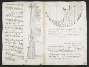 Arundel 263, f.87r Studies of reflections from concave mirrors, from the 