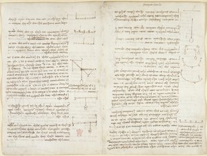 Arundel 263, f.8v, f.7 Notater og diagrammer om mekanikk av Leonardo da Vinci