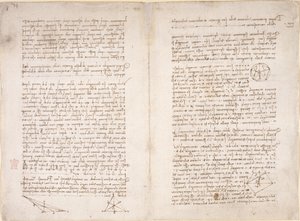 Arundel 263, ff.16v-17, Leonardo da Vincis notater og diagrammer fra 