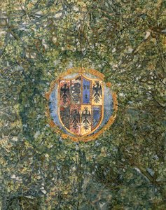 Detalj av det hvelvede taket på 'Sala delle Asse' med en geometrisk gren pergola-design, ca. 1498 (fresco) av Leonardo da Vinci