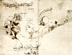 Utkast til to mannlige hoder av Leonardo da Vinci