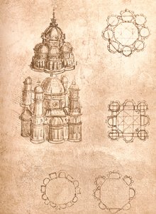 Tegning av kirker, c1472-c1519 1883 av Leonardo da Vinci