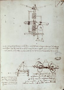 Flyvende maskintegning. Manuskript av Leonard De Vinci (Leonardo da Vinci av Leonardo da Vinci