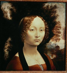 Ginevra de#39; Benci (olje på panel) av Leonardo da Vinci