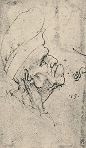 Grotesk profil av en mann med hatt til høyre, c1480 1945 av Leonardo da Vinci