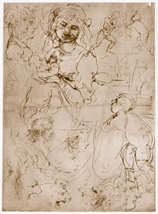 Knelende Madonna med barnet og St.John, 1478-1480 av Leonardo da Vinci