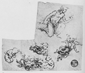 Kneeling Youth and Putti, c1480 1945 av Leonardo da Vinci