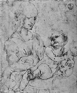 Madonna og barn med en katt, 1478-1480 1945 av Leonardo da Vinci