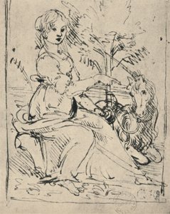 Maiden with a Unicorn, c1478-1480 1945 av Leonardo da Vinci