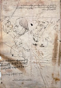 Mannlige karikaturer og bibliotekliste, Codex Trivulzianus av Leonardo da Vinci
