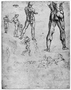Nakenstudier for slaget ved Anghiari, c1503-1505 1954 av Leonardo da Vinci