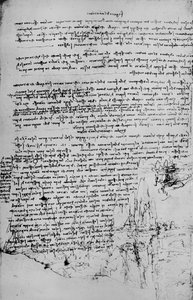 Side med tekst med skisser av landskap, c1480 1945 av Leonardo da Vinci
