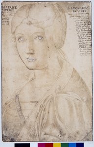 Portrett av Beatrice d'Este (1475-1497) Tegning i stil med Leonard (Leonardo da Vinci) (1452-1519) Uffizi Gallery, Firenze (Imagine) av Leonardo da Vinci