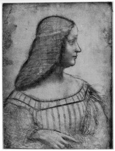 Portrett av Isabella dEste, 1500 1954. av Leonardo da Vinci