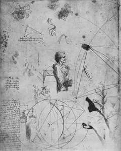 Profil av en gammel mann, planter, geometriske figurer, etc., c1480 1945 av Leonardo da Vinci