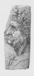 Profil til venstre for en eldre mann med krøllete hår, c1480 1945 av Leonardo da Vinci