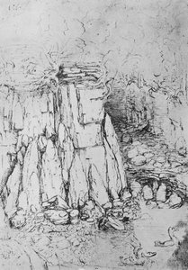 Rocks and Stream, c1480 1945 av Leonardo da Vinci