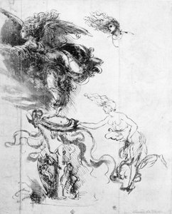 Silhouette of an Angel (penn og blekk på papir) av Leonardo da Vinci