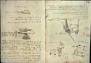 Studier for propeller og flygende maskiner av Leonardo da Vinci