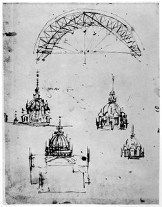 Studier for den sentrale kuppelen til katedralen i Milano, slutten av 1400-tallet 1954. av Leonardo da Vinci