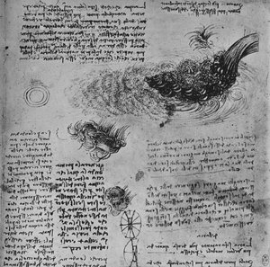 Studier av dannelsen av vann i bevegelse, c1480 1945 av Leonardo da Vinci