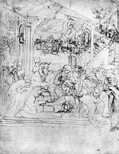 Studie for The Adoration of the Magi, 1400-tallet 1930. av Leonardo da Vinci