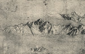 Studie av fjellkjeder, c1480 1945 av Leonardo da Vinci