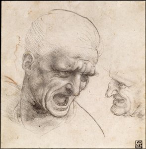 Study of Two Warriors" Heads for the Battle of Anghiari, 1504-05 av Leonardo da Vinci