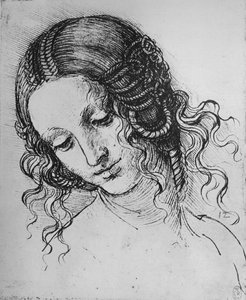Study of a Womans Head, c1480 1945 av Leonardo da Vinci