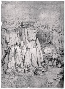 Studie av en steinete hule med ender, 1482-1485 1954 av Leonardo da Vinci