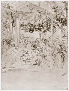 Kongenes tilbedelse, c1480 av Leonardo da Vinci