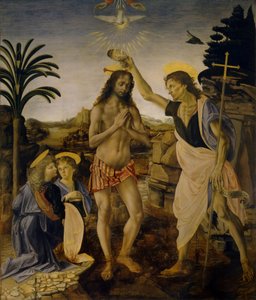 Kristi dåp, ca 1470-1475 av Leonardo da Vinci
