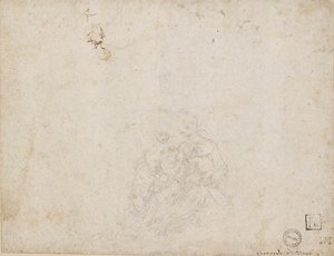 Jomfruen og barnet tilbedt, 1472-1519 av Leonardo da Vinci
